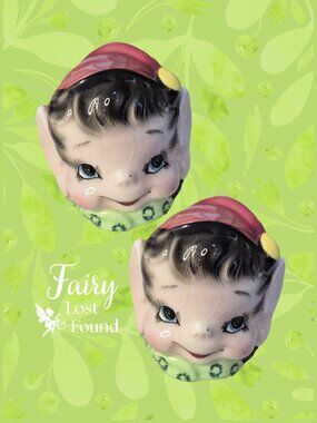 LEFTON 1950s Vintage Red Pixie Elf Salt & Pepper Shakers